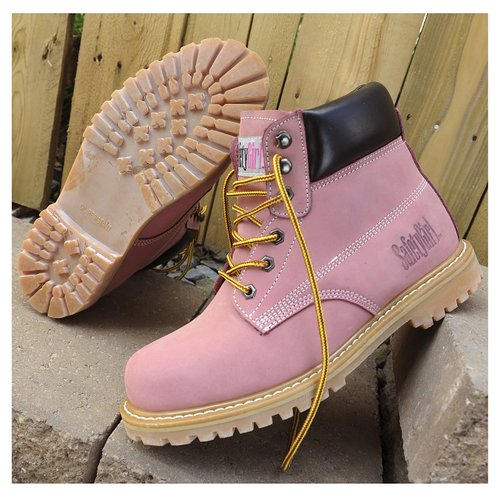 Safety Girl II Steel Toe Waterproof Womens Work Boots - Light Pink5